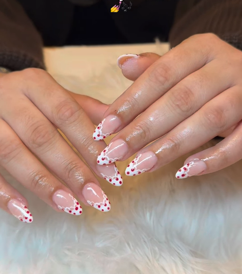 Heart and dot French tips